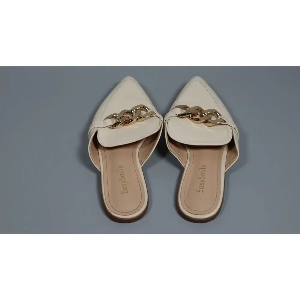EasySmile Womens Size 6 Camel Suede Loafers Flats Gold Chain Size 6.5